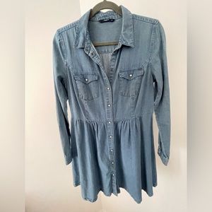 Mini denim shirt dress